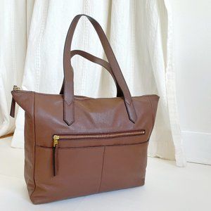 Medium Leather Fossil Tote Bag / Computer Bag / Carryon Bag